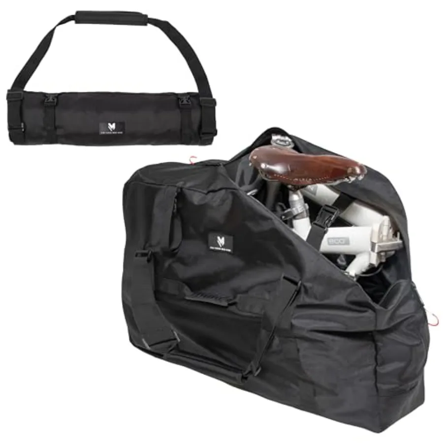 

Bike Travel Bag, Folding Bike Bag 14-20 inch - Universal Fit - Heavy Duty 1680D Nylon, Premium Metal Zippers, Roll up for Stora