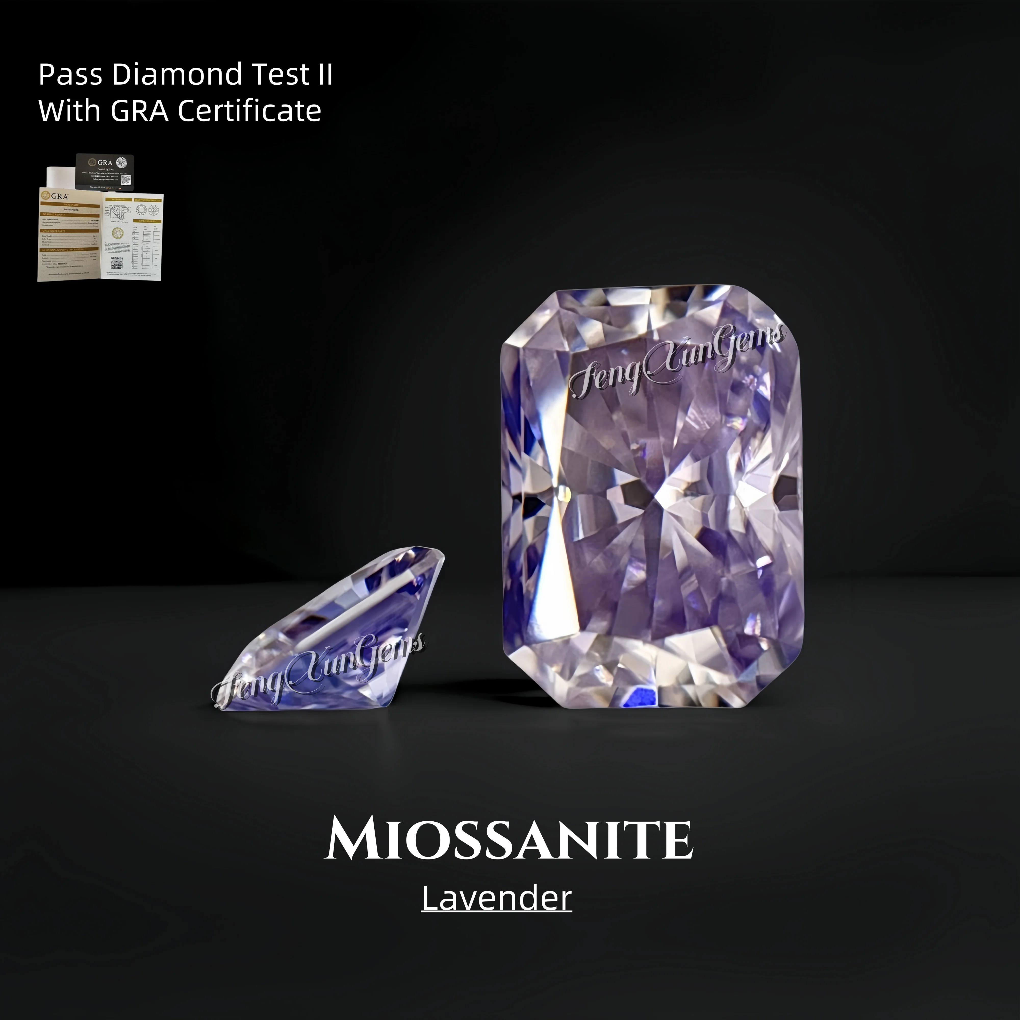 

Radiant Shape Loose Moissanite Stone 0.4~5ct Lavender Lab Grown Diamonds Brilliant Cut With Certificate For jewelry Inlay