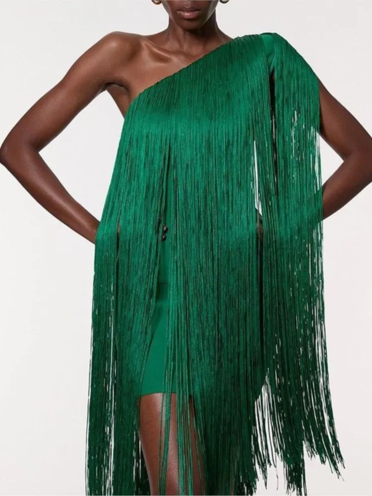 Sukienka z frędzlami, asymetryczny dekolt, bez rękawów, sukienka z odkrytymi ramionami, nowa letnia damska krótka sukienka w jednolitym kolorze, eleganckie sukienki na przyjęcie.