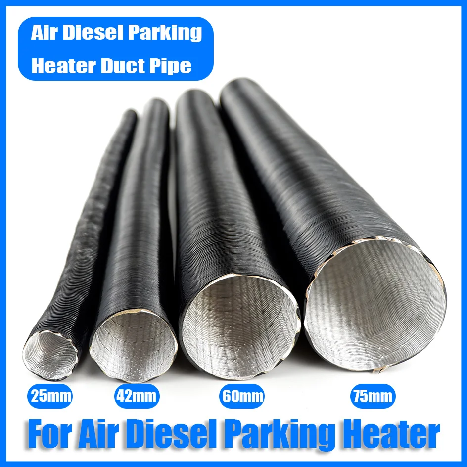 25mm 42mm 60mm 75mm Diameter 100-500cm Length Air Diesel Parking Heater Duct Pipe Tube Hose For Webasto Eberspacher Extendable