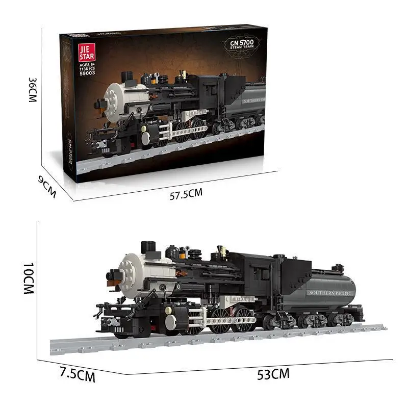 

JIESTAR 59003 CN 5700 Steam Train Model European Retro Track Railway Series Small Particle Assembly Toys Blocks Gift For Boys