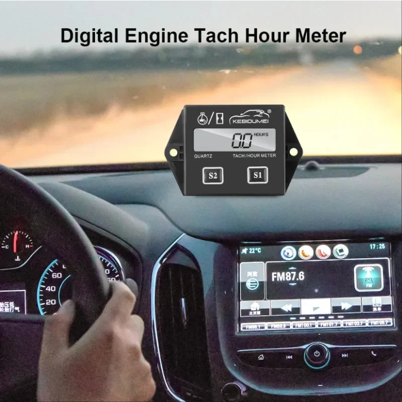 

Waterproof Digital Engine Tach Hour Meter Tachometer Gauge Engine RPM LCD Display for Motorcycle Motor Stroke Engine Car Boat