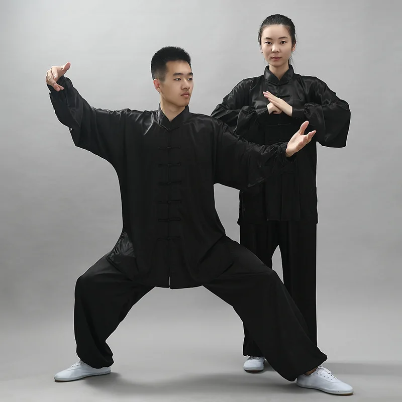 Solredo Chinese Traditional Kung Fu Uniform Set Women Men Linen Shirt Top Pants Tai Chi Suits Unisex Hanfu Costume Black Color