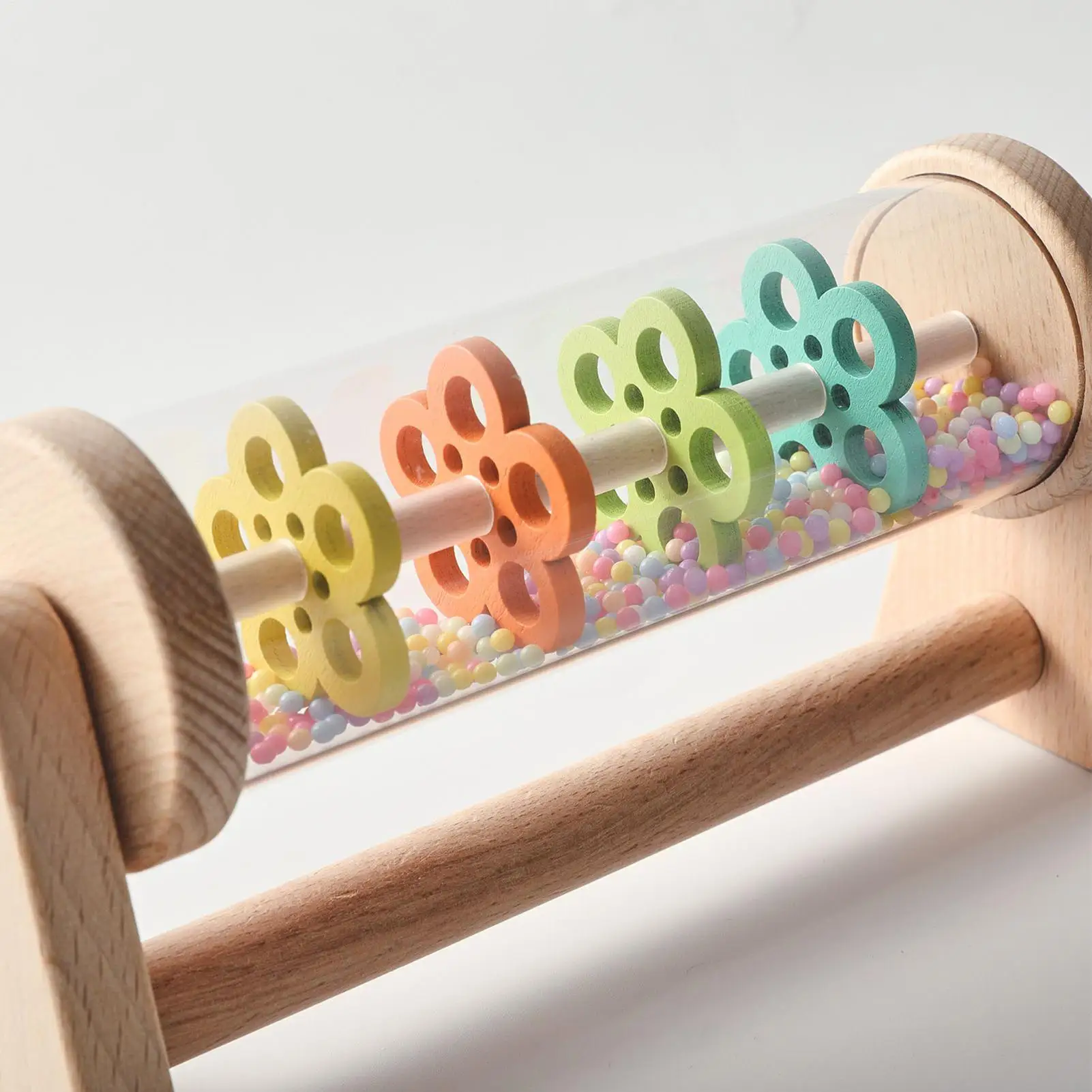 Montessori bebê chuva vara ampulheta chuva música chocalho brinquedo educativo do bebê colorido montessori sensorial brinquedo musical para criança