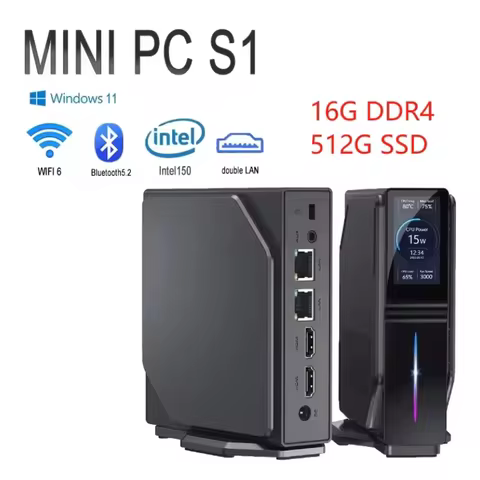 ACEMAGIC S1 Mini PC Host Win 11 PRO Intel 12th Gen Alder Lake N150 16G DDR4 1TB SSD WIFI6 BT4.2 Dual 4K Display Gaming/Office PC