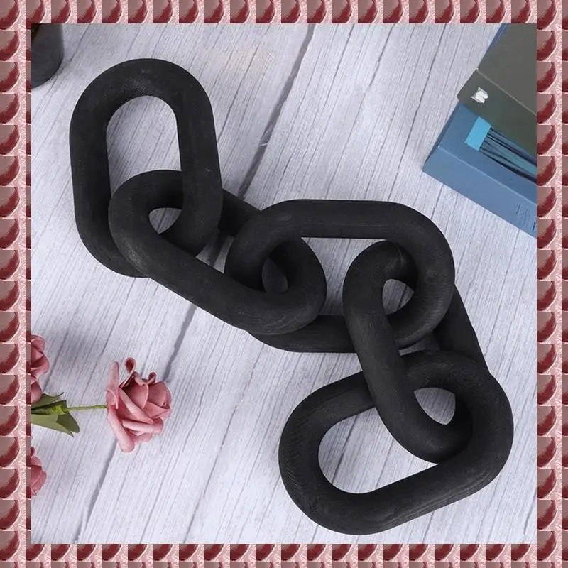 

A95G звено цепи в стиле бохо, деревянная ручная резная 5-звенья, художественное ремесленное украшение для стола, фермерского дома, деревенское украшение стола, прочное