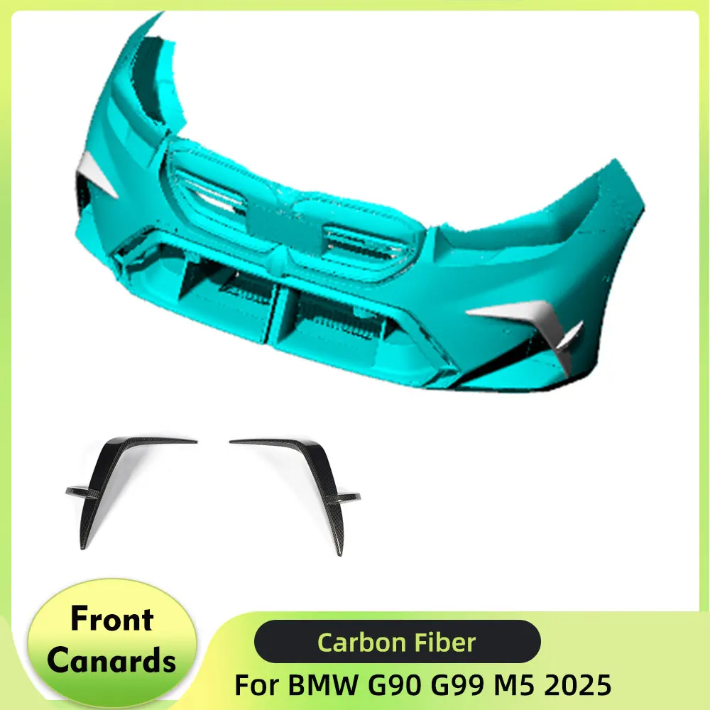 Car Carbon Fiber Front Canards Fins Splitters For BMW M5 G90 G99 2025 Front Air Vents Canards Fins
