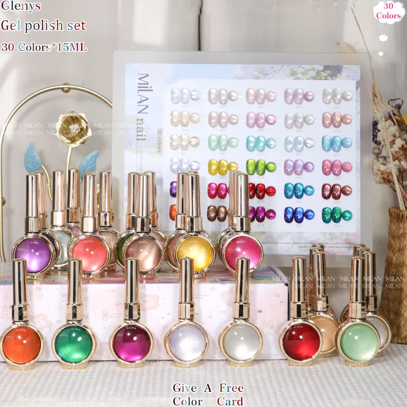 Glenys 30 Color Cat's Eye Nail Polish Gel Popular All Net Advanced Immersion Gel Color Matching Card Nail Salon Art Varnish