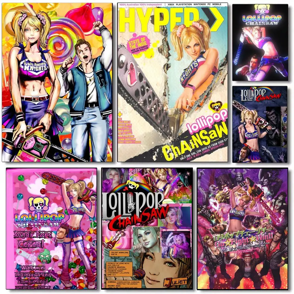 Lollipop Chainsaw game Poster Self-adhesive Advanced Aesthetic Printing Paper Wall Art for Living Room Home Decor