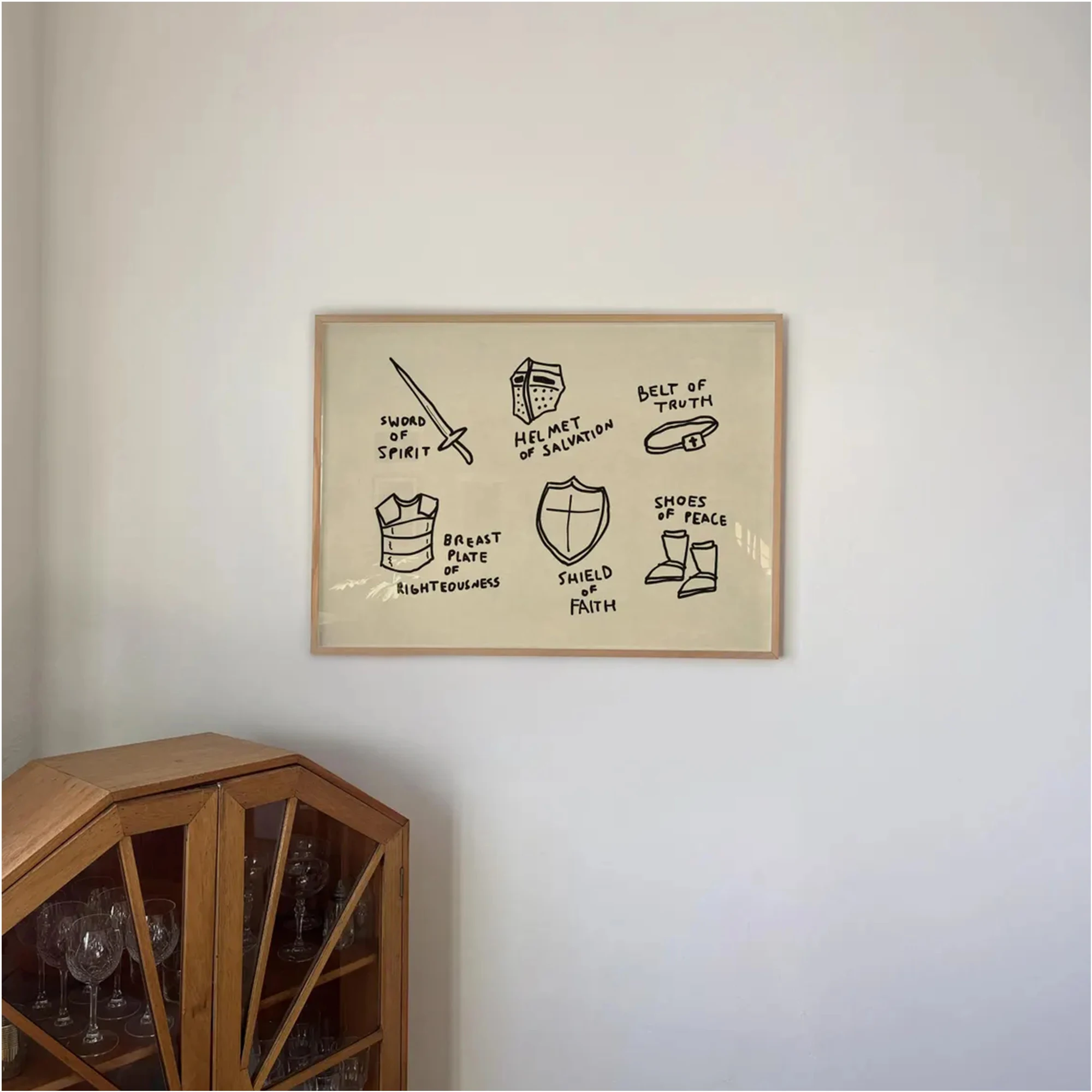 Moderne, minimalistische christliche Wandkunst mit dem Motiv „Rüstung Gottes“, Leinwandgemälde, Poster, Bild für Wohnzimmer, Schlafzimmer, Heimdekoration