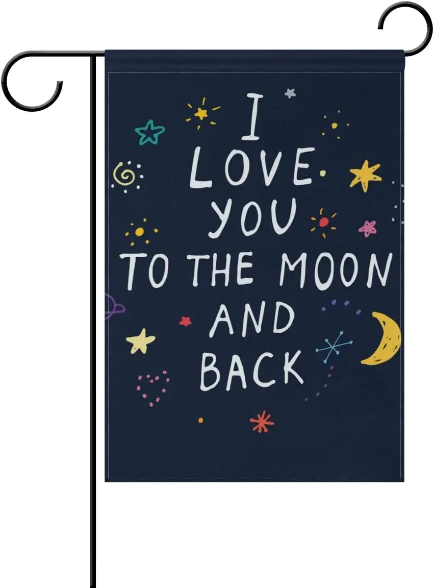 ALAZA I Love You to The Moon and Back Decorative Garden Flag 12 x 18 inch Double Sided Yard Flag