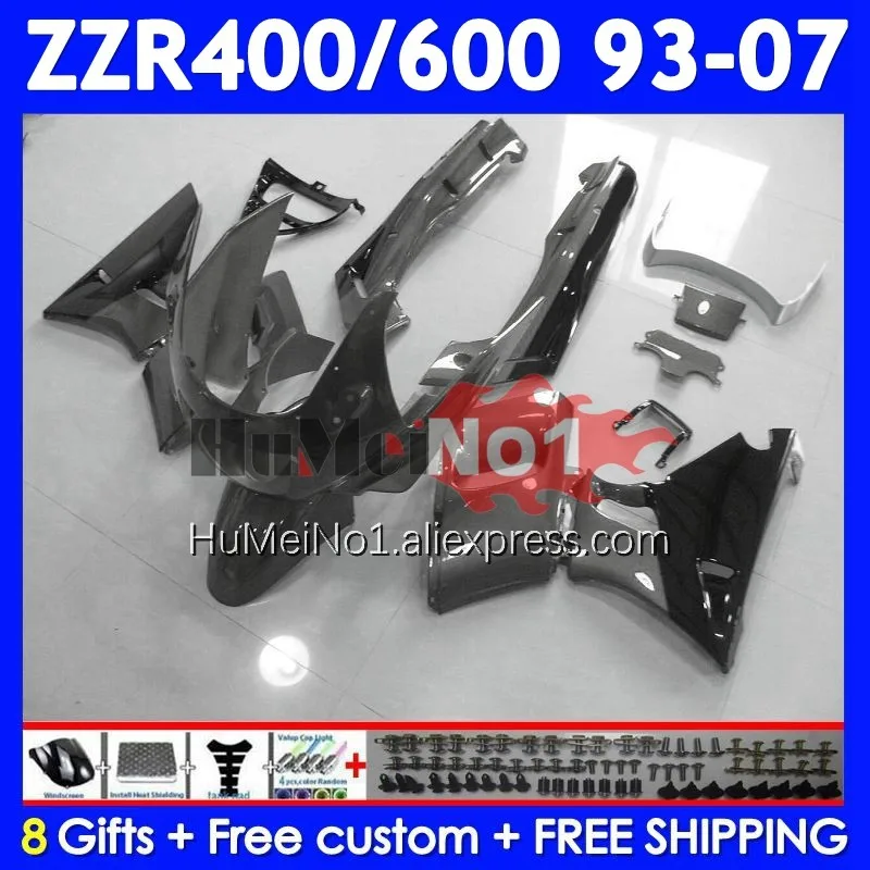 ZZR-400 For KAWASAKI NINJA ZZR 400 1993 1994 1995 1996 1997 1998 238No.162 ZZR400 99 00 01 02 03 04 05 06 07 Metal grey Fairing