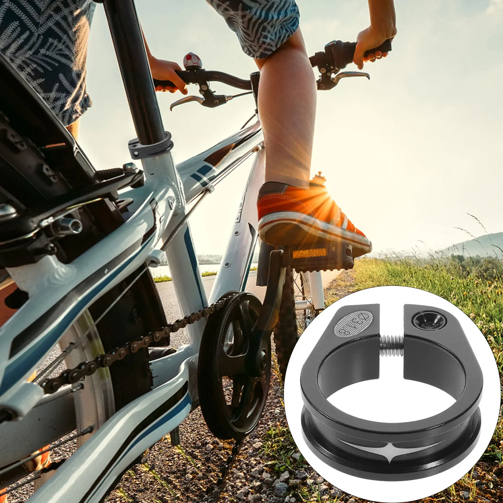 

Bolt Type Aluminium Alloy Bike Seatpost Clamp Metal Seat Tube Clip Folding Bike Seat Clamp Secure Lock Alloy Tube Clip