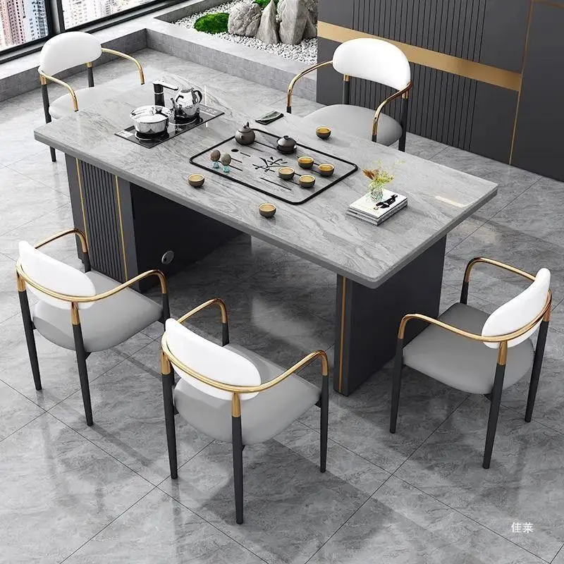 

Комбинация чайного столика и стула из каменной плиты, современный простой офисный чайный столик, маленькая квартира, гостиная, домашнее хозяйство