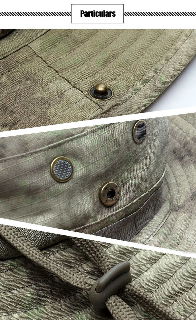Camouflage Boonie Hut Sonnenschutz Hut mit breiter Krempe Outdoor Sport Angeln Wandern Camping Jagd Hut Faltbare Fischer Hut Männer – Detail 4