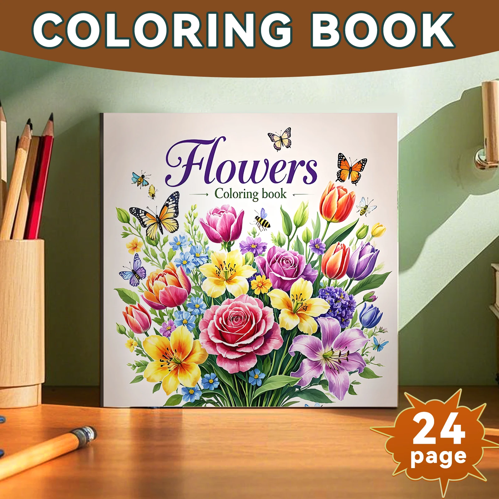Adult Coloring Book for Stress Relief - Beautiful Flower Garden Illustrations, Relaxing Creative Patterns
