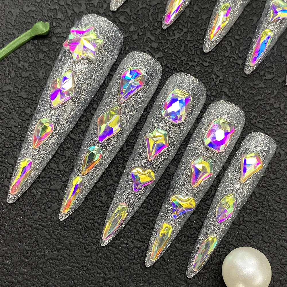 

Накладные ногти Movie Star Press on Nails, очень длинные, новый дизайн, акриловые, искусственные, многоразовые, с УФ-гелем, ручной работы.