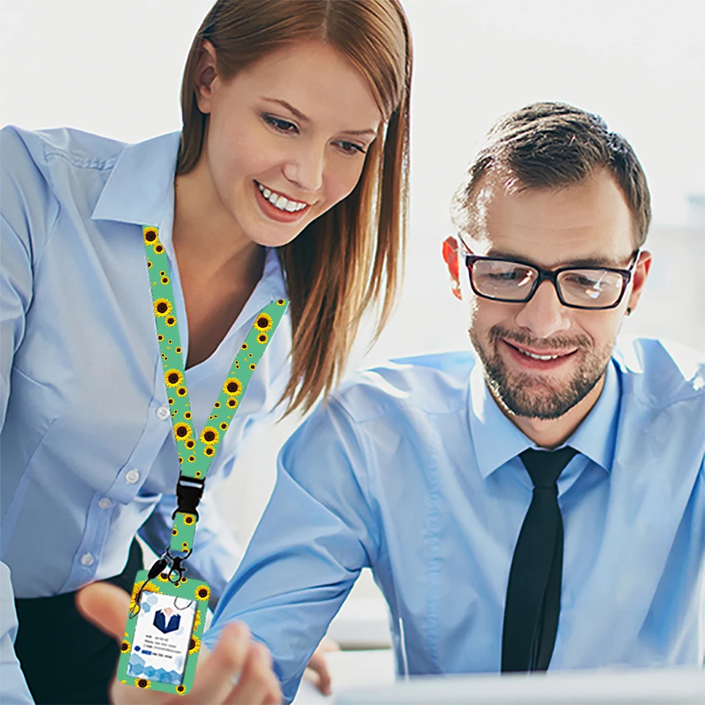 Mooie bloemen kaarthouder Mooi hangend touw ID-pas hang accessoires houder lanyard Student Bus passr beschermhoes