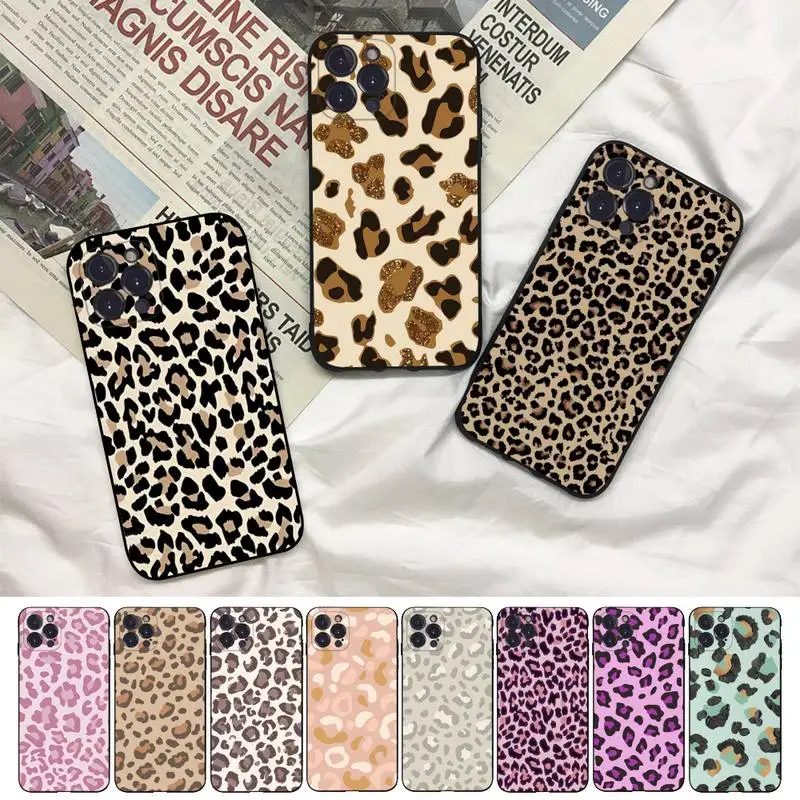 Leopard Print Phone Case For iPhone 8 7 6 6S Plus X SE 2020 XR XS 14 11 12 13 Mini Pro Max Mobile Case