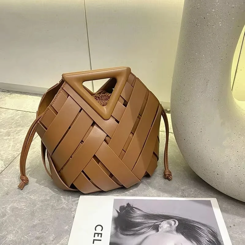Trendy Vegan Leather Woven Tote Bag Women's Fashionable Crossbody Shoulder Top Handle Purse Handbag Stylish Accessory view 2