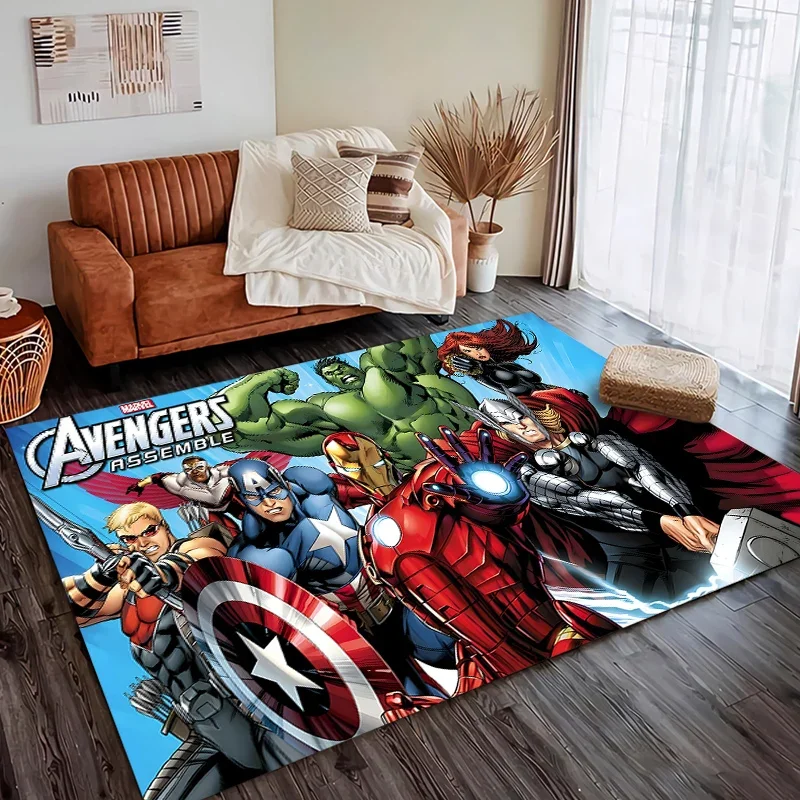 Avengers Superhero Fashion Area Rug Carpet for Living Room Home Decor Large Rug Bedroom Floor Rug Non-slip Easy Washable Mat