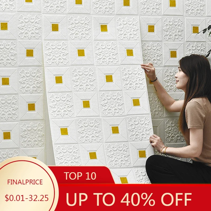 10/5/1Meter Foam Brick 3D DIY Wall Stickers Self Adhesive Wallpaper Panels Home Decor Living Room Bedroom House Decoration