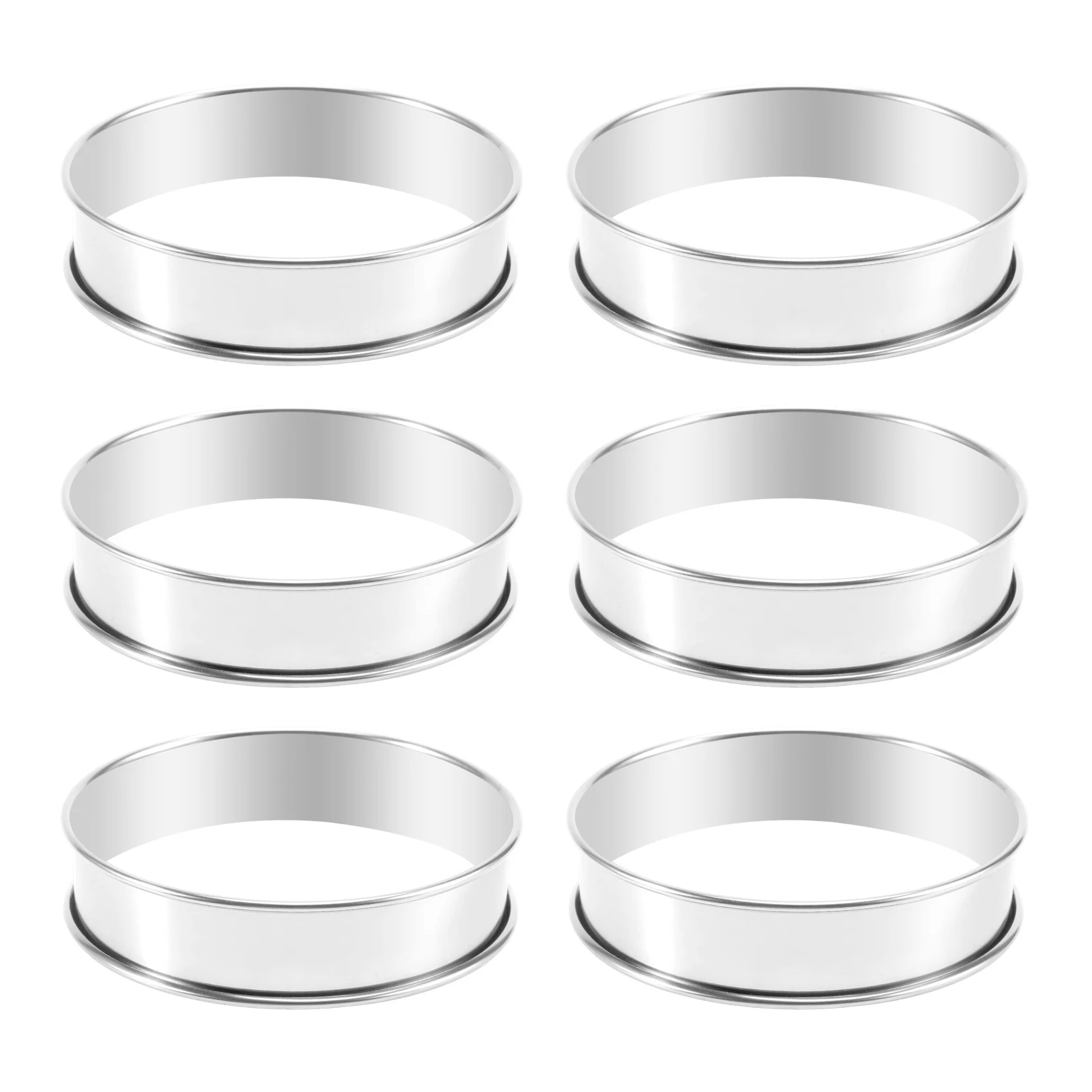 NOCM 6 PCS Cooking Round Cake Ring Mold, Stainless Steel Muffin Tart Rings, Metal Molds Double Rolled Crumpet Circular Pastry