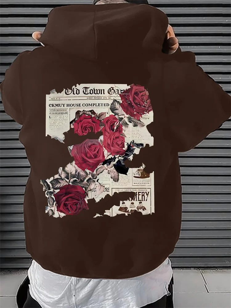 

New autumn and winter gun pattern printed sweatshirt for men outdoor jogging pullover, fashionable street casual hoodie S-3XL