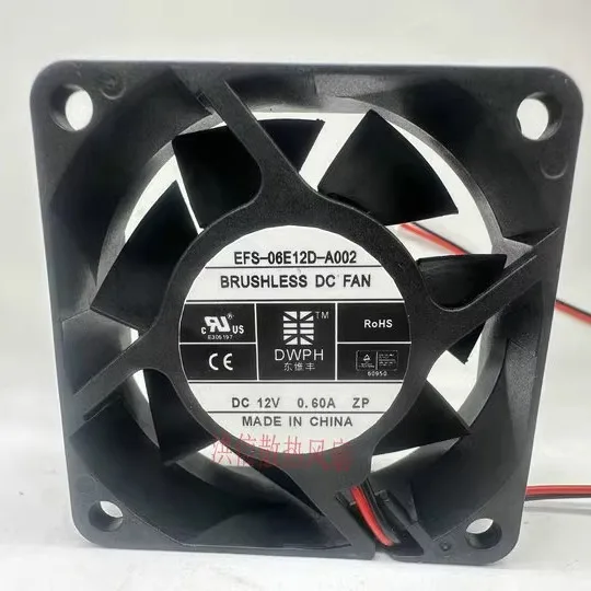

DWPH EFS-06E12D-A002 DC 12V 0.60A 60x60x25mm 2-Wire 60mm Cooling Fan