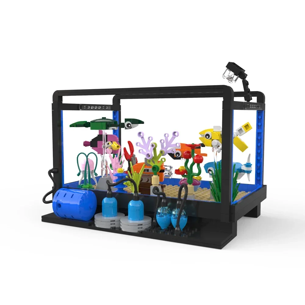 MOC Fish Globe Fishbowl With Luminous Fish Tank (Self-Designed) Building Blocks Crabs And Seaweed Bricks Toys For Children Gift