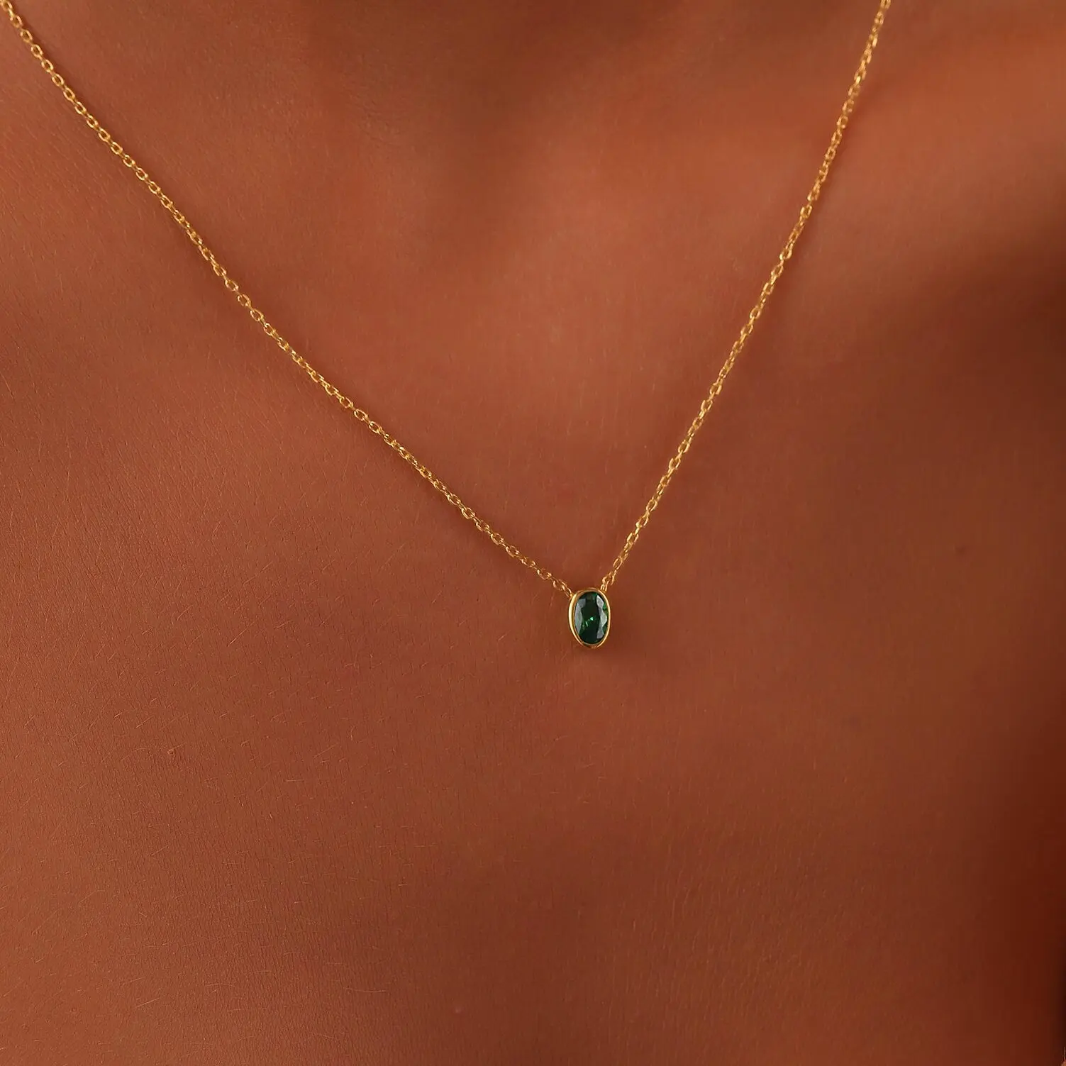 Lateefah 12 Birthstone Zircon Vintage Literary Necklace Collarbone Chain Stainless Steel Collare Charms