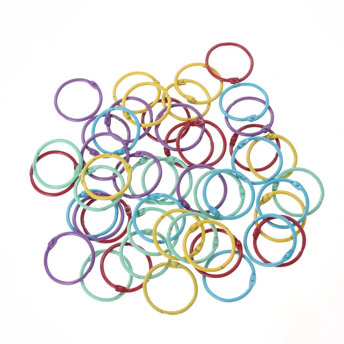 50pcs Colorful Metal Book Rings for Loose Leaf Binding, Binder Hoops, Memo Filing Supplies