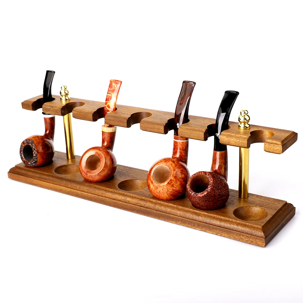 Jibill 7-position wooden rack for tobacco pipes, natural walnut rack, Father's Day gift, collection display of wooden pipes