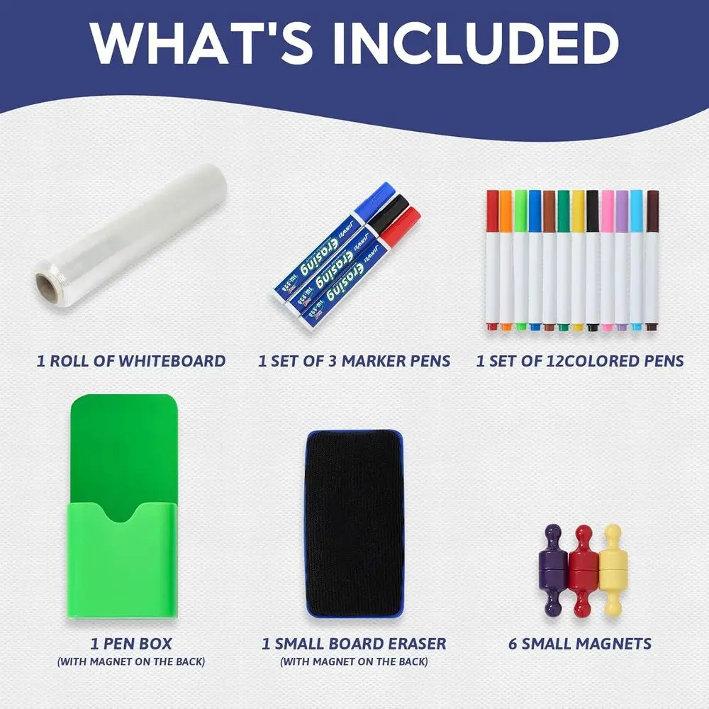 ورق سبورة بيضاء مغناطيسي مقاس 47 × 36 بوصة - كتابة سلسة، سهل المسح، بدون شبح، عصا قوية للمنزل والمكتب والثلاجة #4