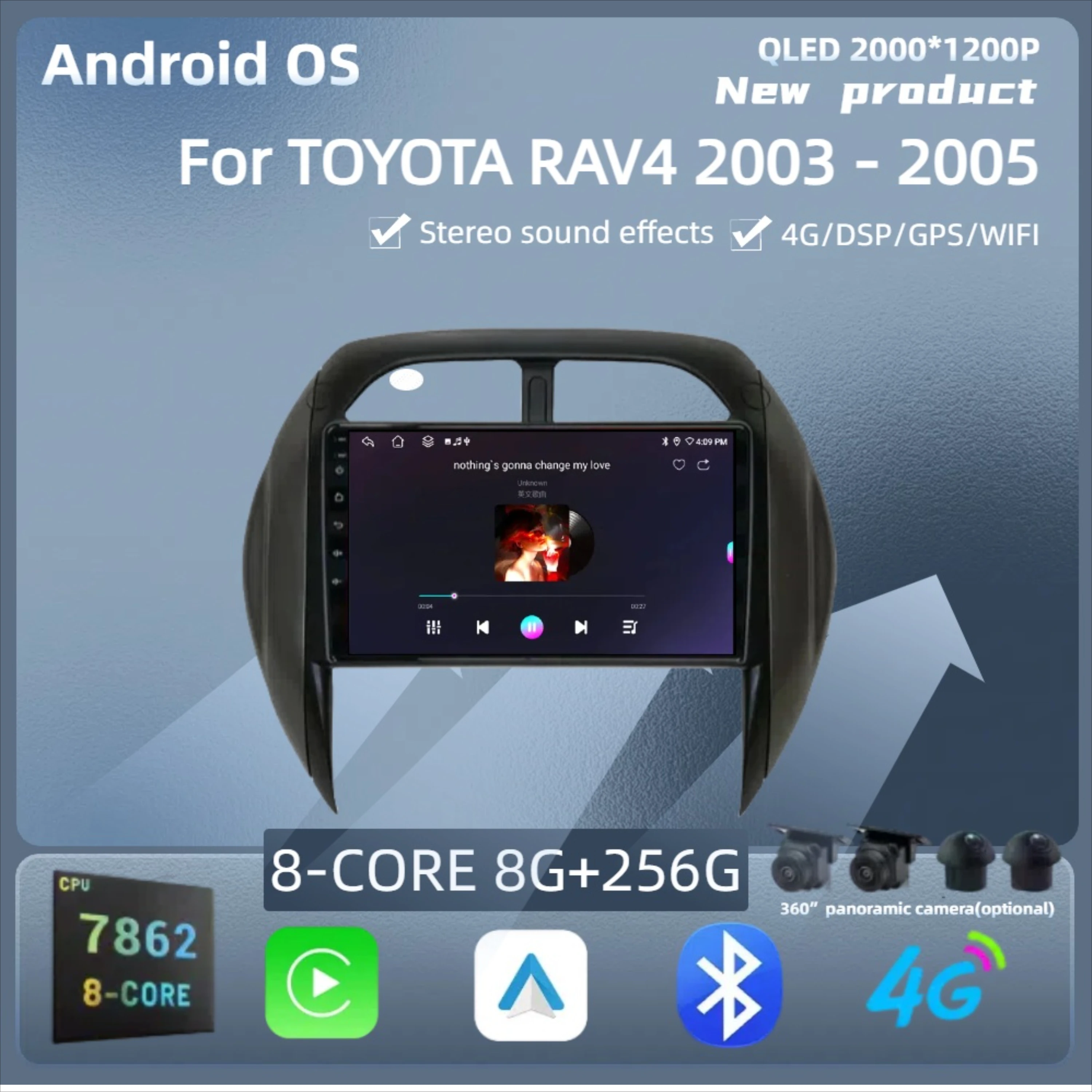 

For TOYOTA RAV4 2003 - 2005 Wireless BT CarPlay Android 14 Radio Car Multimedia Player 7862S 8G 256G 2K QLED Screen