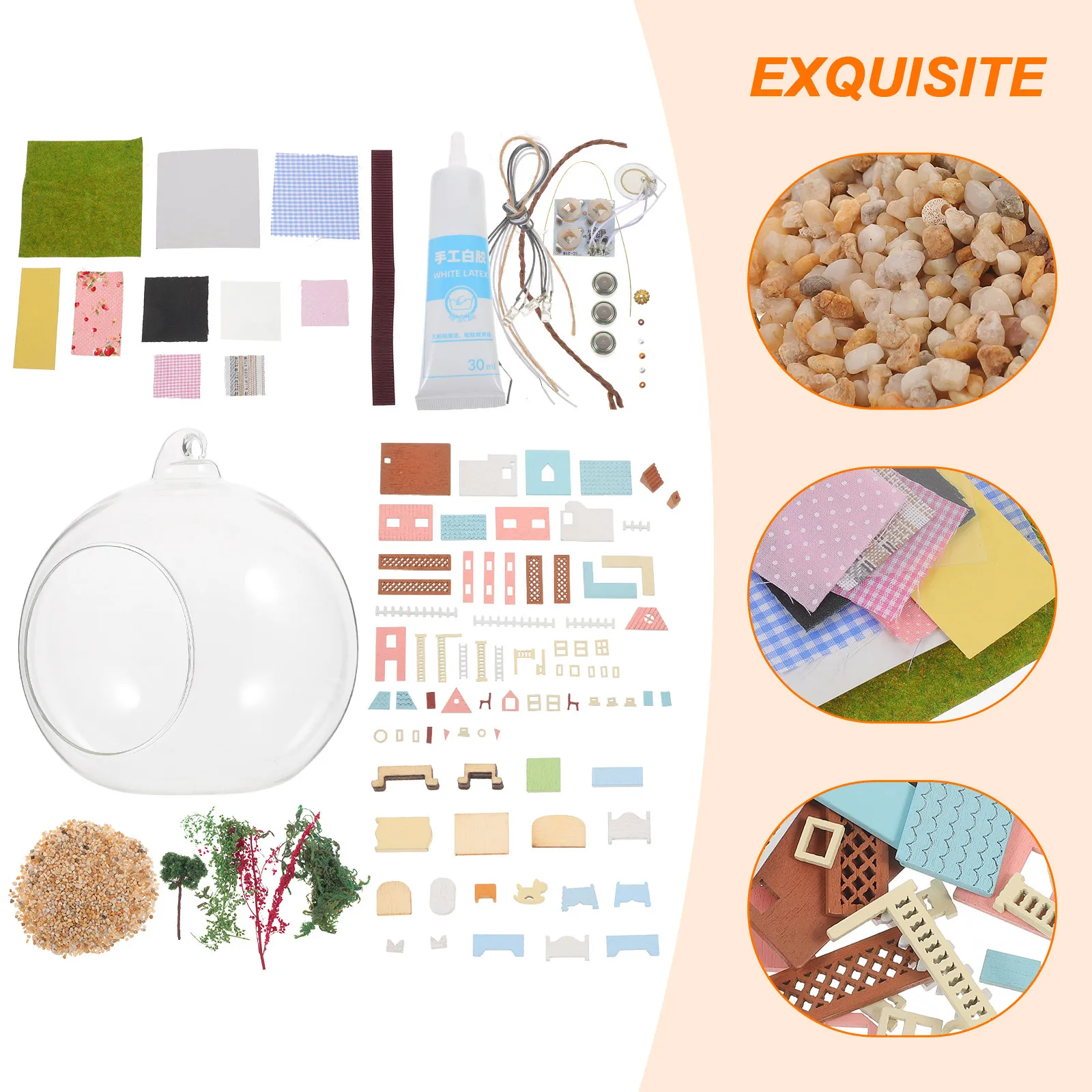 Bouw je eigen glazen huisje: creatieve miniatuurhuisdecoratie, doe-het-zelf activiteit voor gezinnen, tijd voor verbindingen, cadeau voor feestdagen