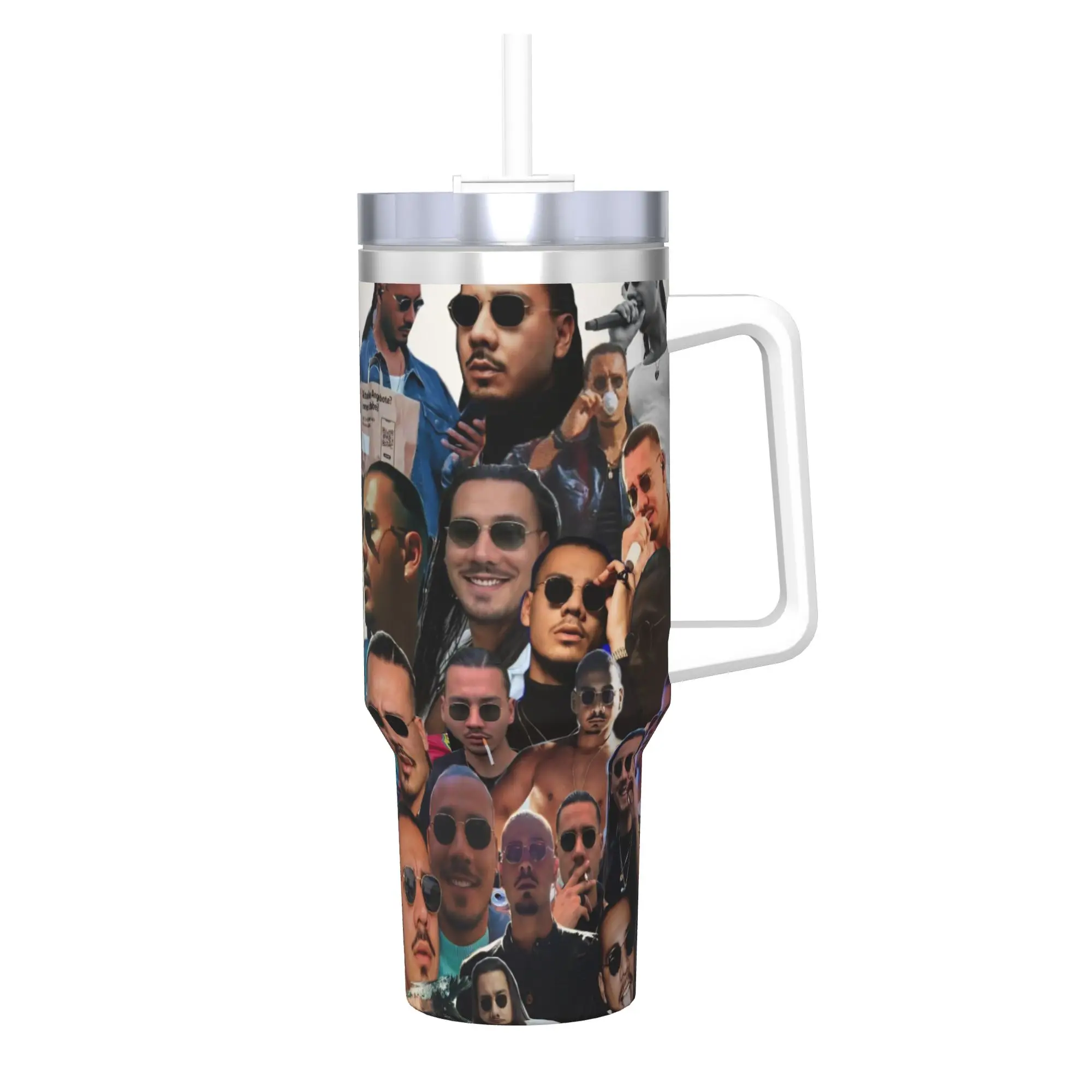 Apache207 Rapper Tumbler With Straw  Stainless Steel Tumblers Mug Double Wall Vacuum Insulated for Cold Or Hot 40oz