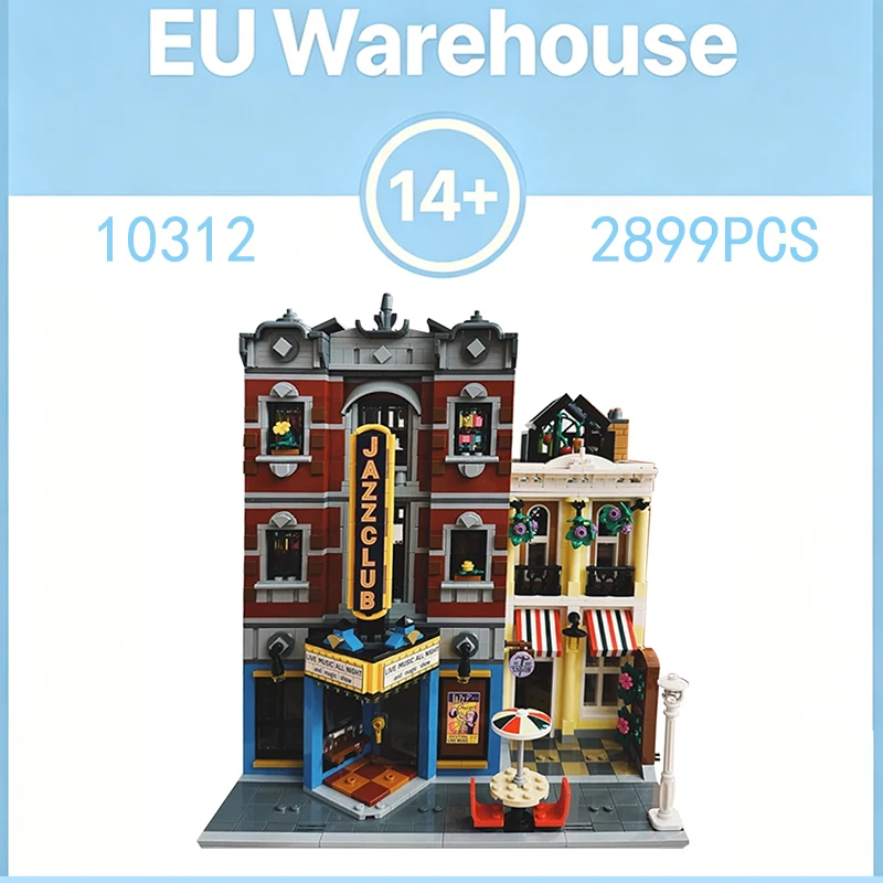 2899 Teile Jazz Club Baustein-Set DIY Modell Konstruktion Pizzeria Ziegelstein-Spielzeug Kompatibel mit Set 10312 Geburtstagsgeschenke für Erwachsene