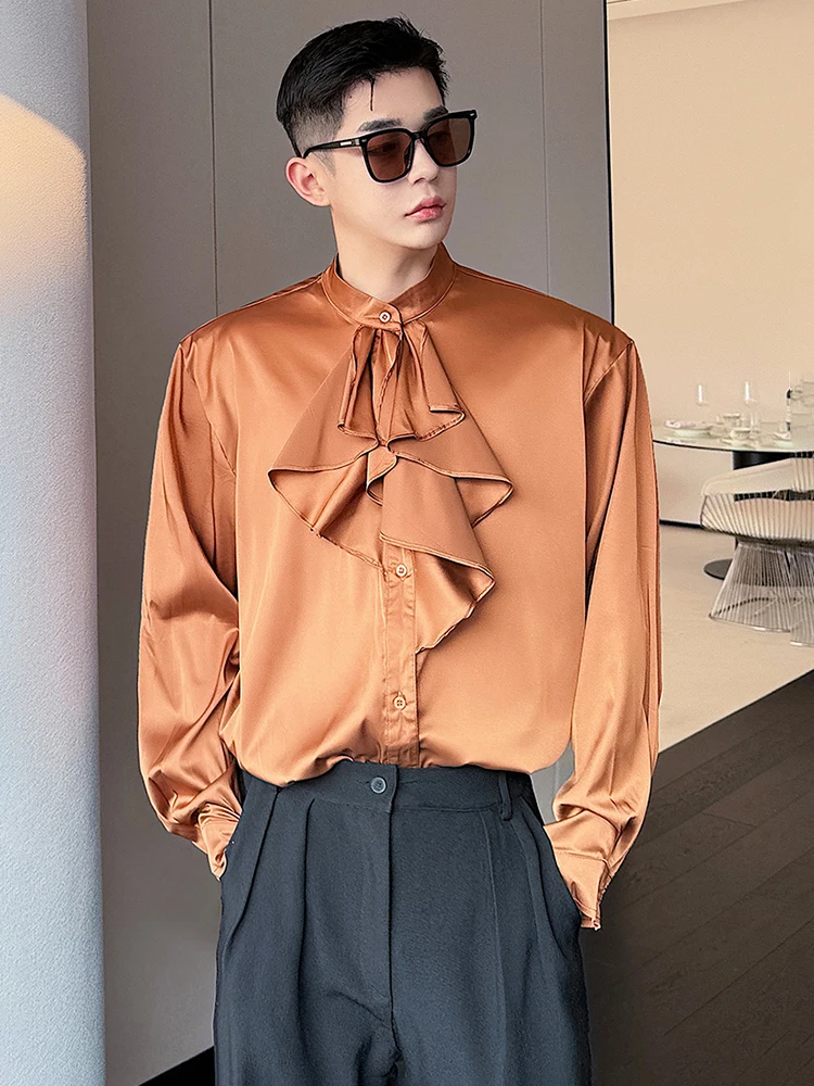 LUZHEN French Niche Design Long Sleeve Shirts Men\'s Elegant Solid Color Original Fashion Tops Gentleman Clothes 2024 New LZ2943