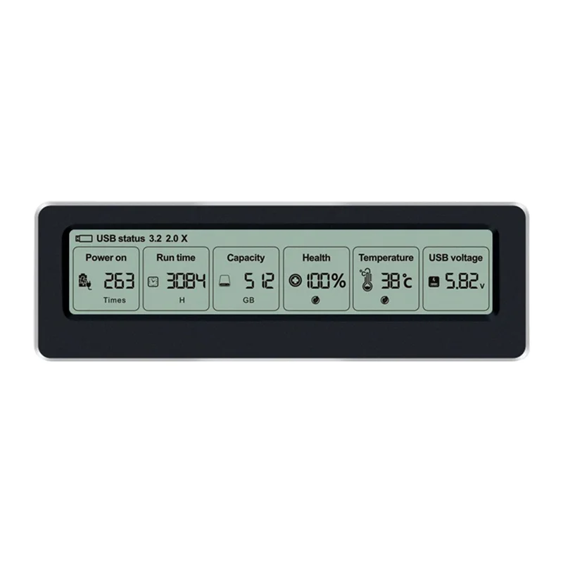 

Compact M.2 NVME/NGFF SSD Enclosure USB3.2 Gen2 Type C 10Gbps SSD Adapter With Display Screen Intelligent Digital Health Detecti