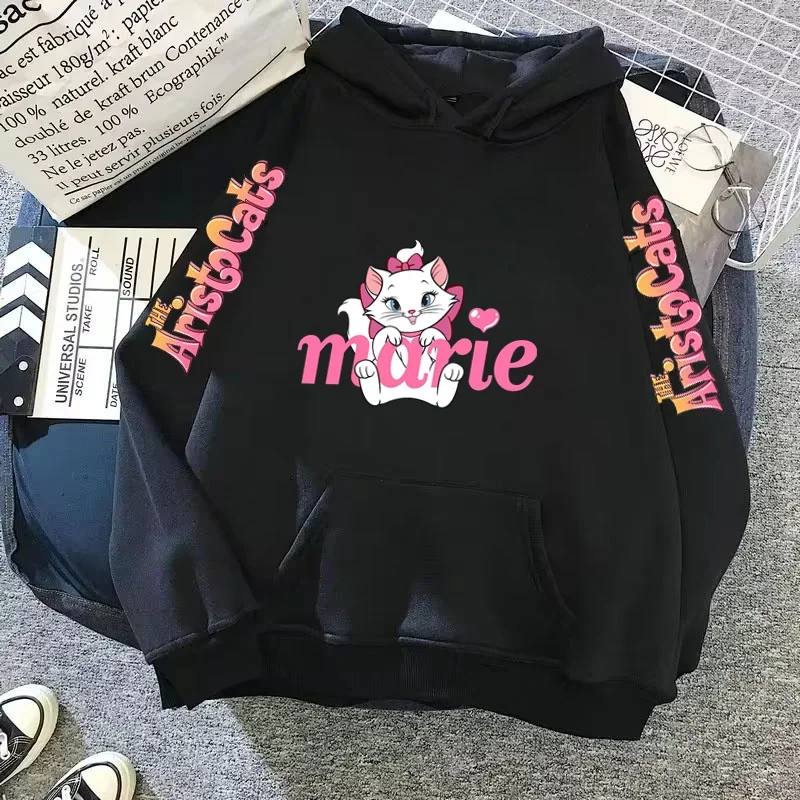 The Aristocats Marie Cat Cartoon Anime Printing Woman Clothing Hoodies Spring and Autumn Y2k Disney Woman Long Sleeve Clothes