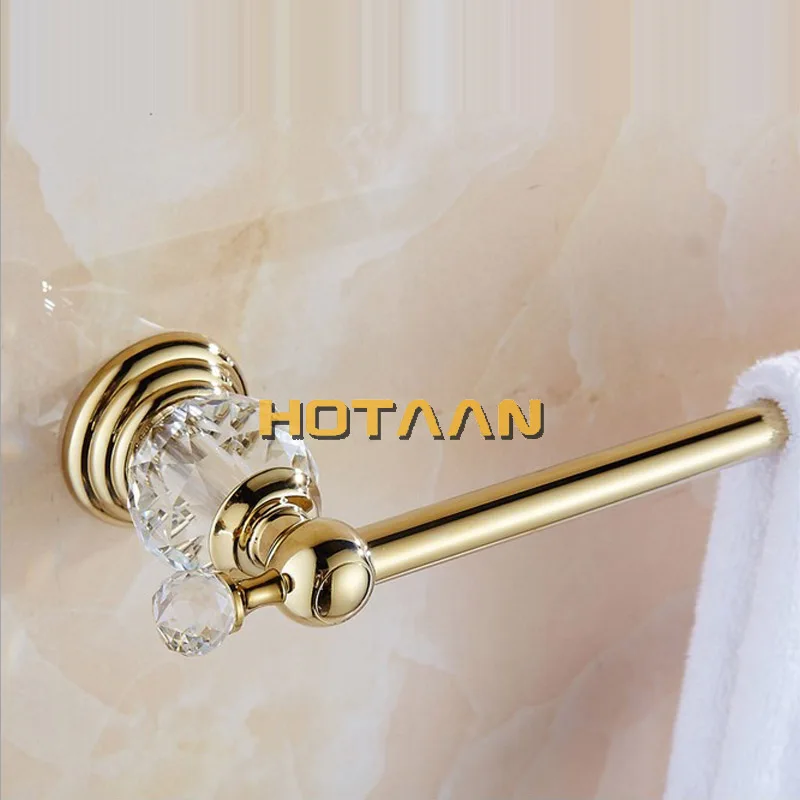 60cm Bathroom Single Towel Bar Towel Rack Towel Holder Solid stainless steel  Golden  Crystal Decoration Bathroom Accessories