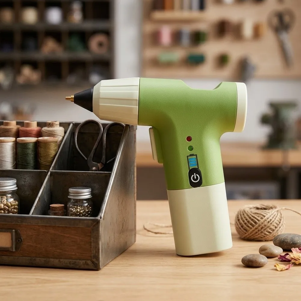 Cordless Hot Glue Applicator with Fine Copper Nozzle and Integrated Charging Port for Convenient Power Management