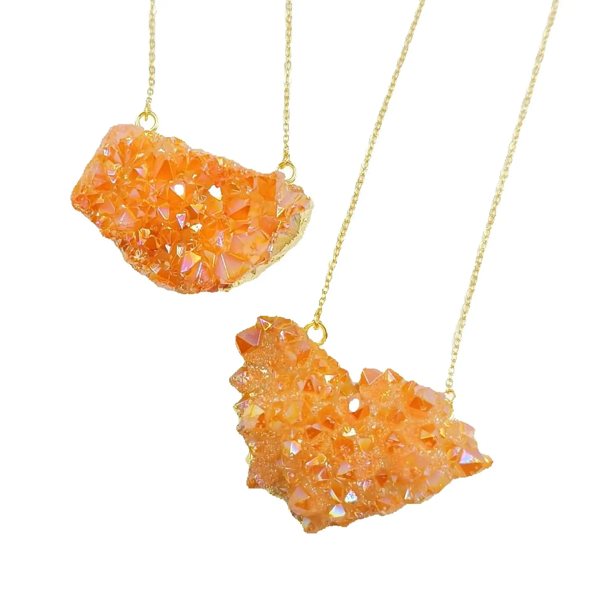 

WT-N1440 WKT 2023 HOT Style Energy Aura Quartz Stone Necklace Double Loops 18k Real Gold Plated Necklace 5 PCS Jewelry