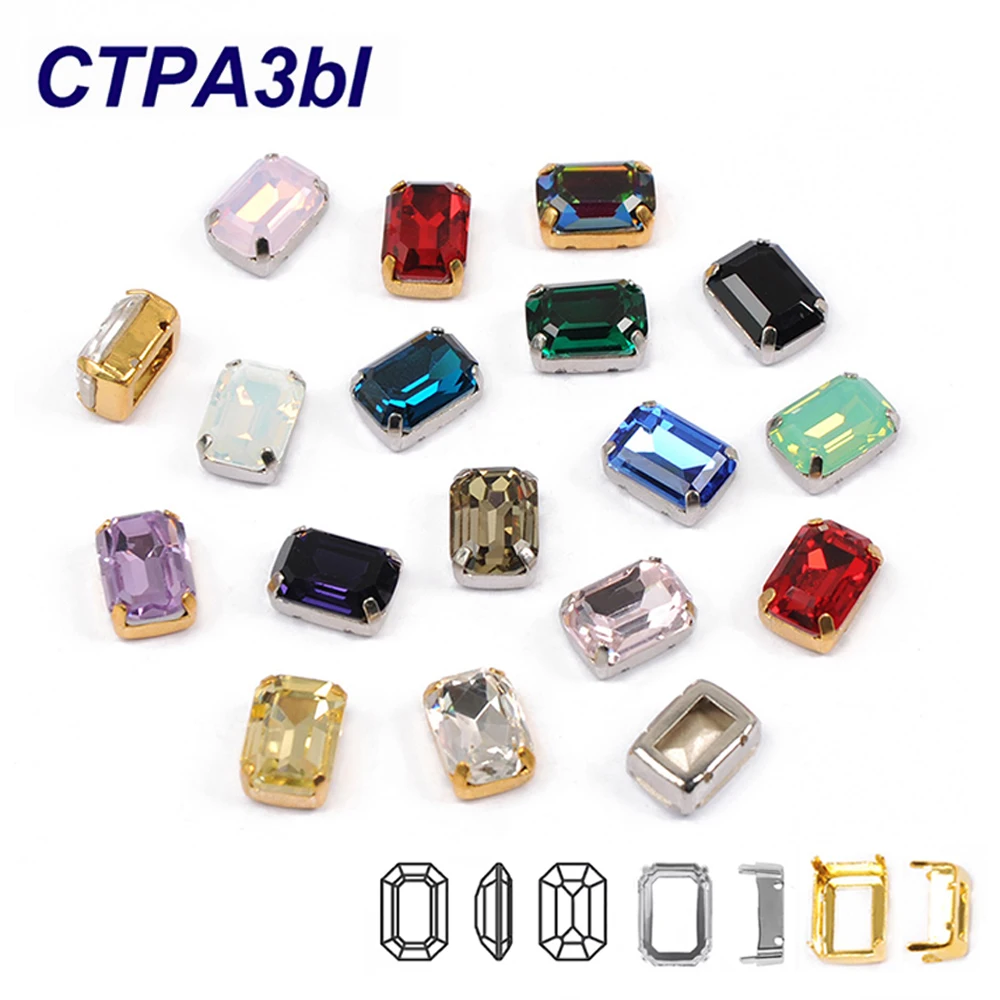

6A Grade Octagon Crystal Rhinestones Value Pack Glitter Fancy Stones with Prong Claws for DIY Jewelry Garment And Craft Decorati