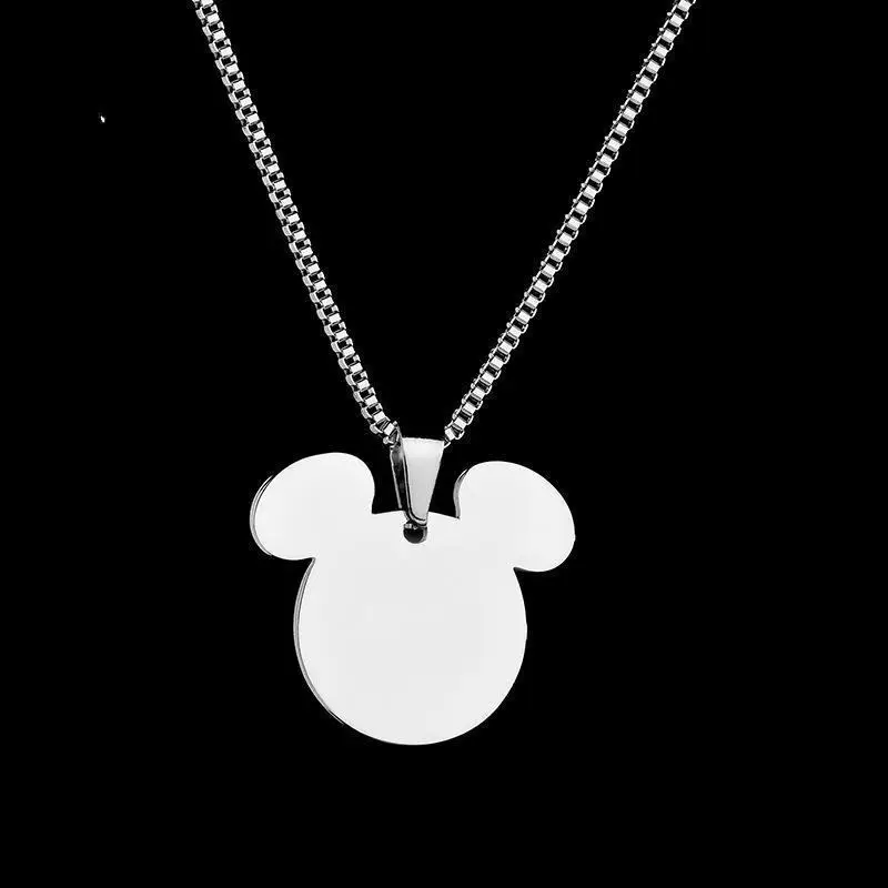 10 Pieces Stainless Steel Mickey Mouse Cartoon Image Engraved Pendant Logo Fashion Jewelry Couple Necklace