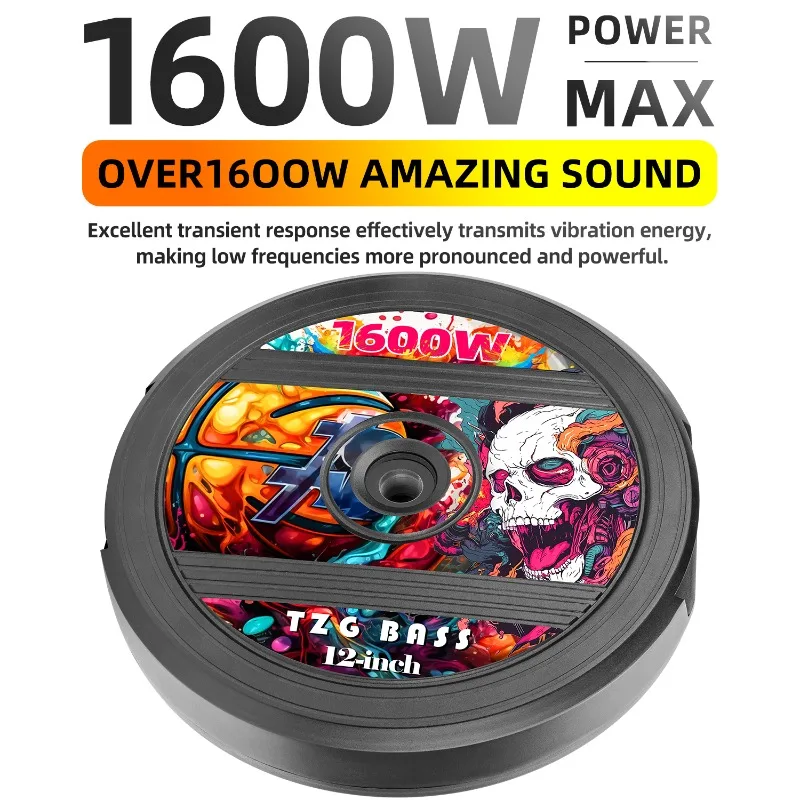 2026 Newest 12 Inch Car Spare Tire Subwoofer with Built-in Amplifier 1600W Powerful Car Audio Speaker for Universal Vehicles