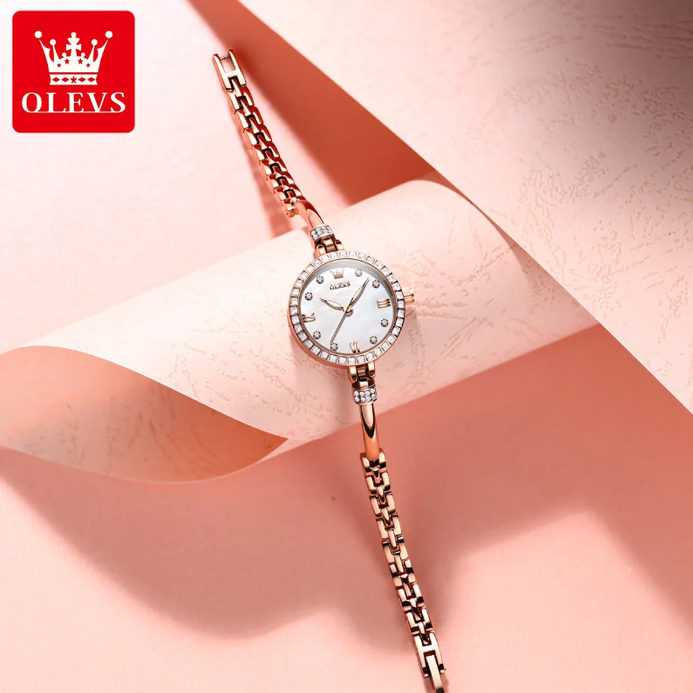 OLEVS New Diamond Quartz Watch for Women Stainless Steel Waterproof Fashion Bracelet Womens Watches Top Brand Luxury Wristwatch