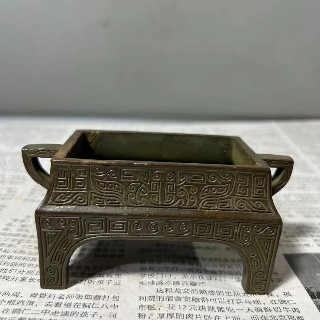 

Copper tripod gold square tripod office company handicraft furnishings small square tripod incense burner for home use