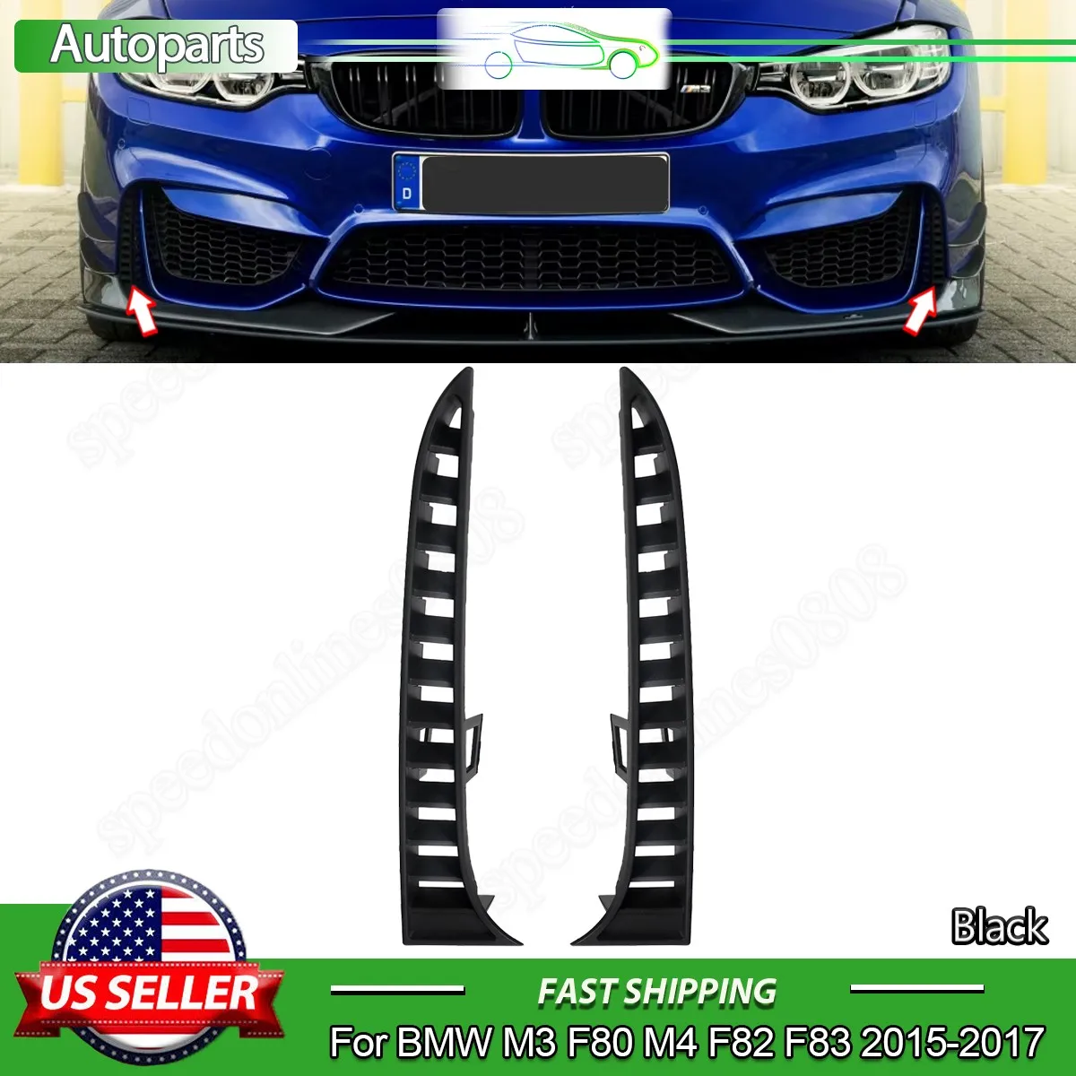 

Front Lower Fog Light Grille For BMW M3 F80 M4 F82 F83 2015 2016 2017 Front Bumper Side Air Inlet Grille Replace for 51118056599